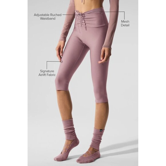 ALO Yoga Airlift Mesh High-Waist Divine Capri Pants in Smoky Quartz - Picture 3 of 6